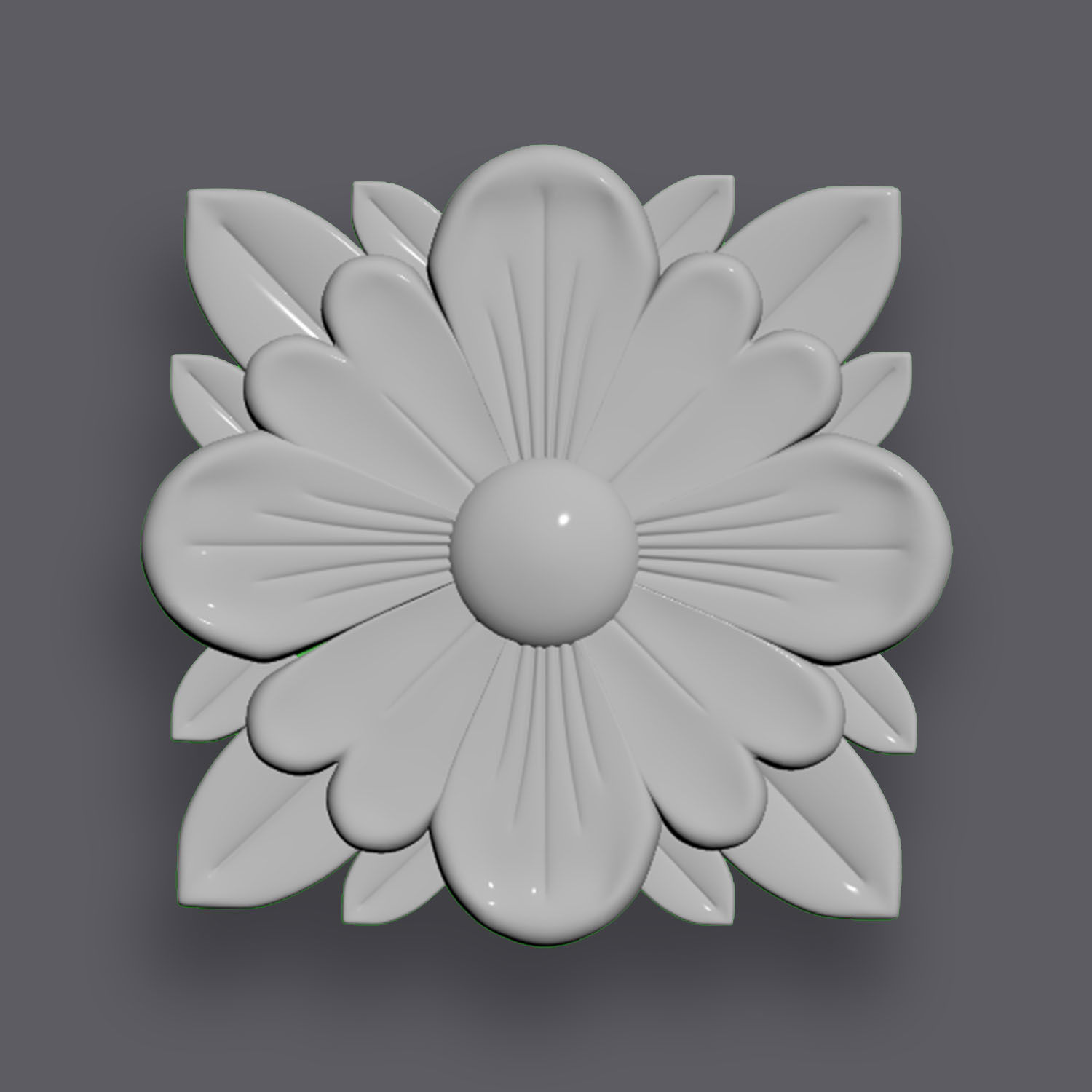 5 Flowers Ornamental Pack 6 3D model_8