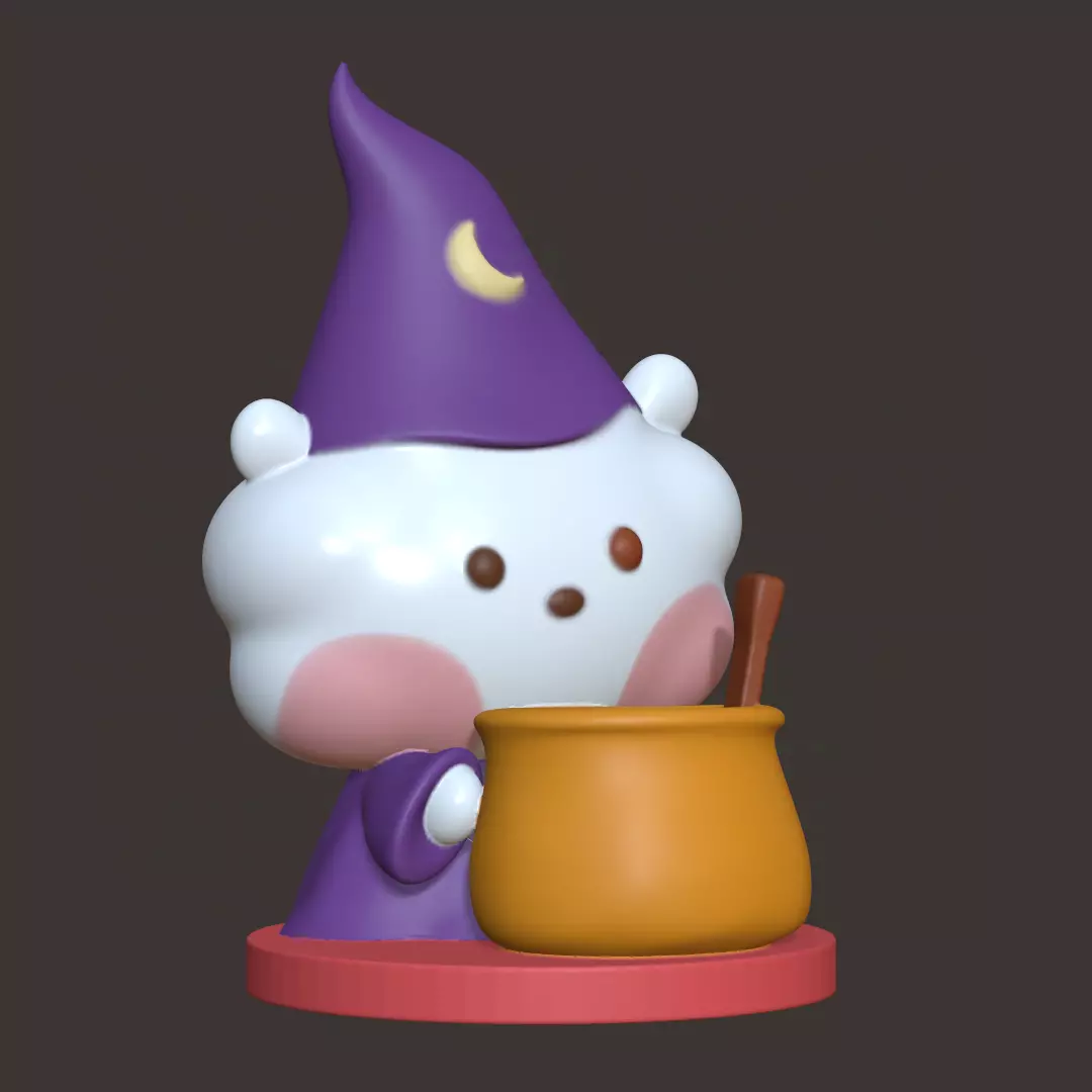 BT21 Minini Halloween Edition - Cauldron RJ Mini Figurine 3D print model_0