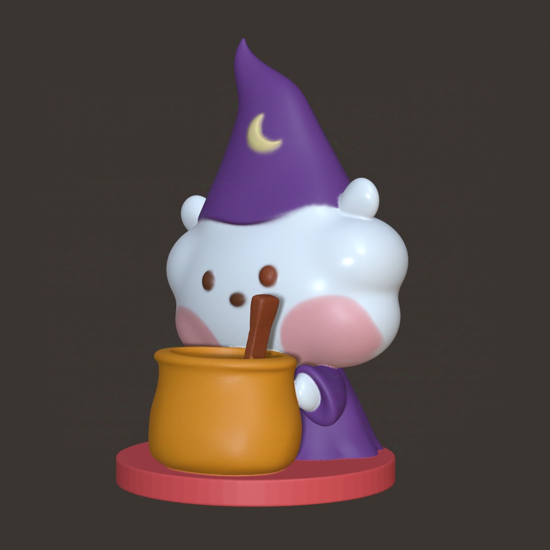 BT21 Minini Halloween Edition - Cauldron RJ Mini Figurine 3D print model_1