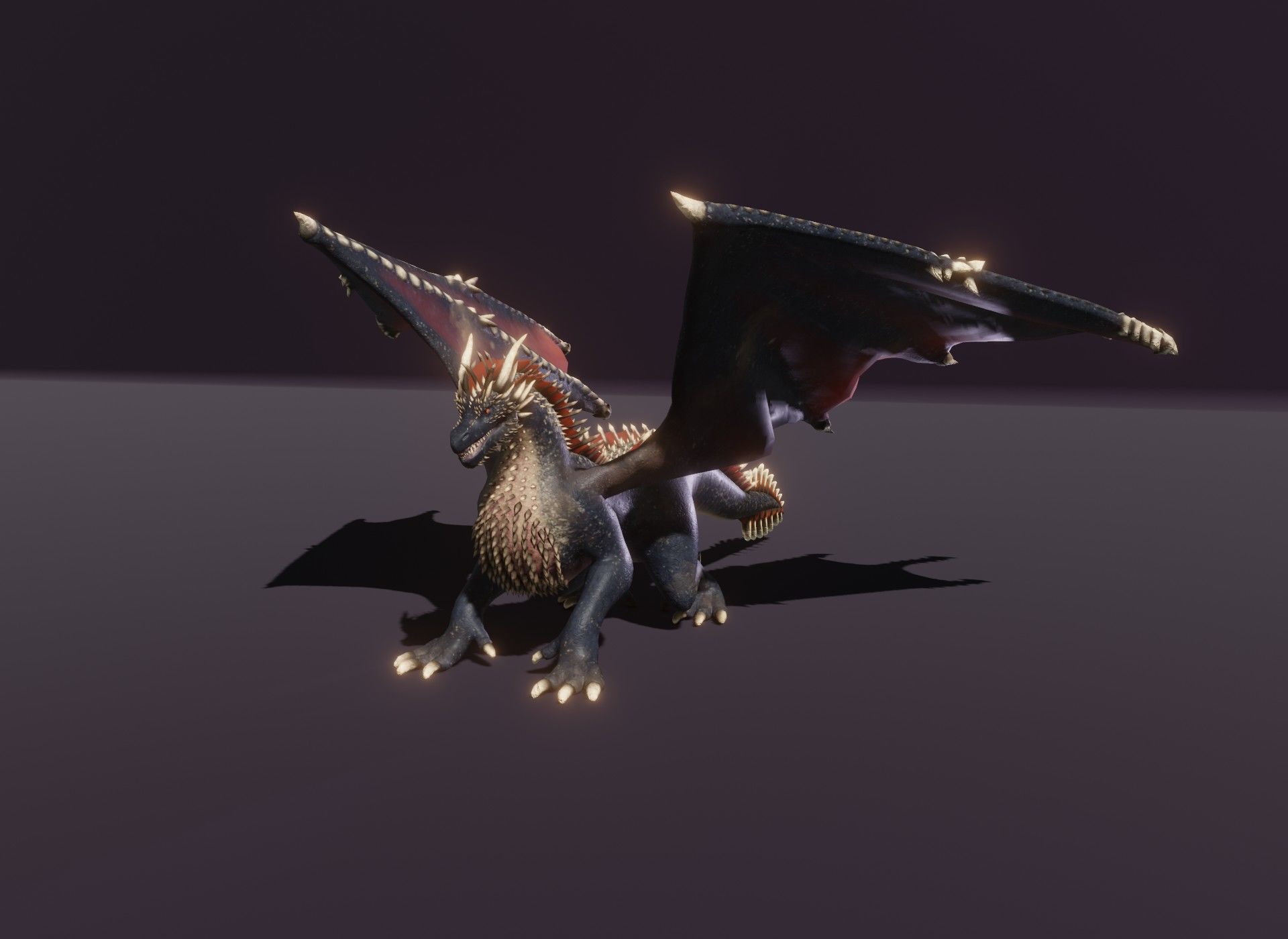 Realistic Black Dragon Animated 3D Model Low-poly 3D model_20