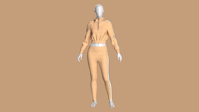 Girls Hoodie with Leggings - Outfit 3D model