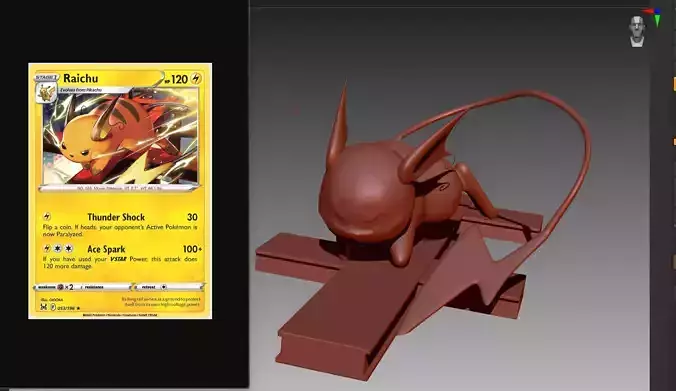 Raichu Pokemon OBJ and STL