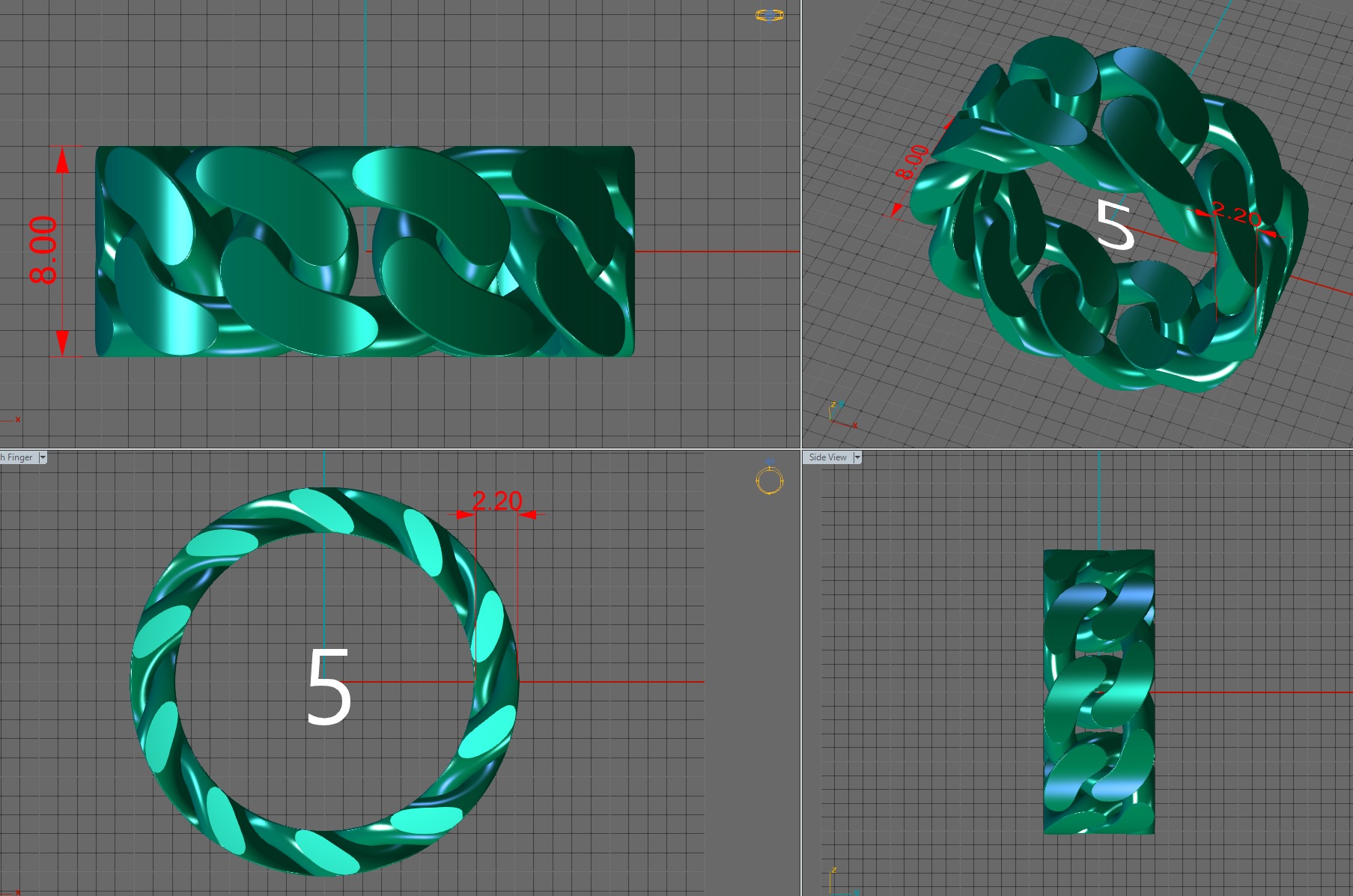 Cuban Chain Ring Wide 8mm 3D print model_16