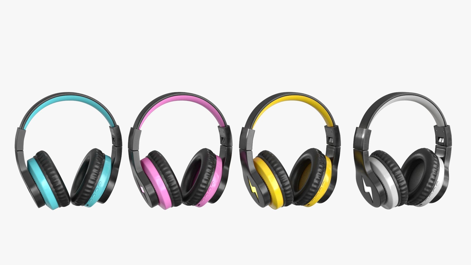 Headphones 4 colors 2 poses Low-poly 3D model_17