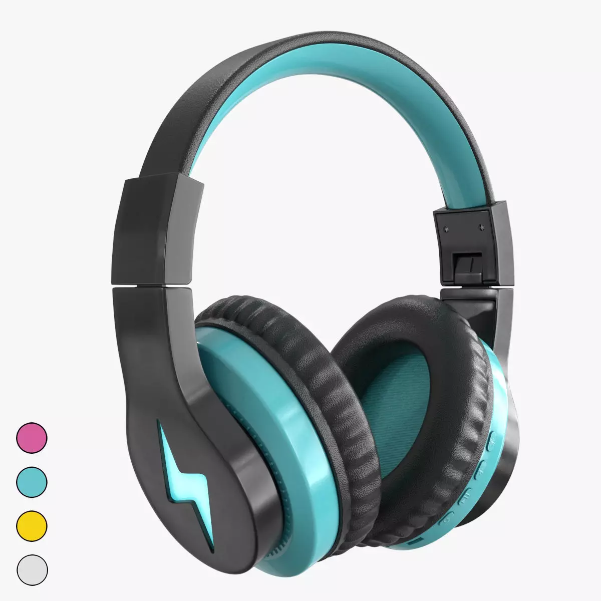 Headphones 4 colors 2 poses Low-poly 3D model_0