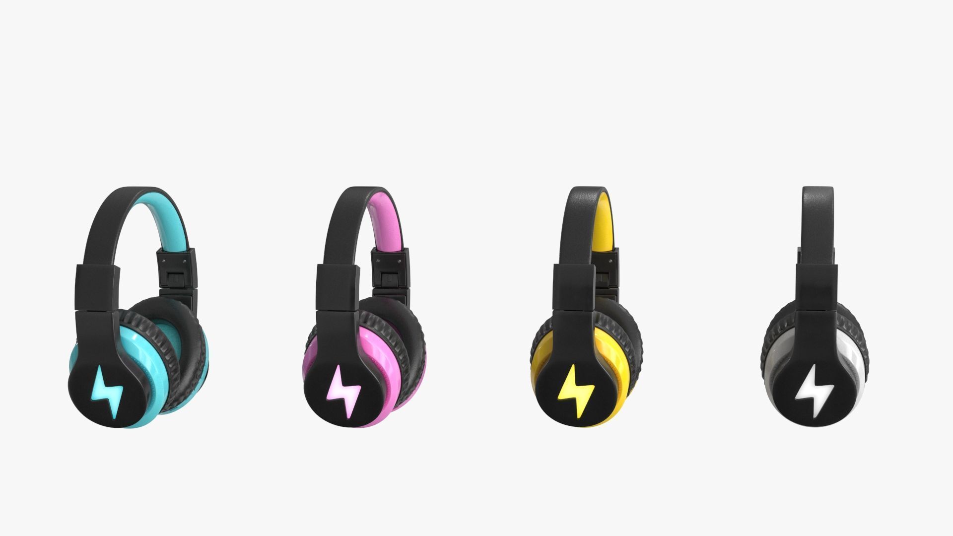 Headphones 4 colors 2 poses Low-poly 3D model_18