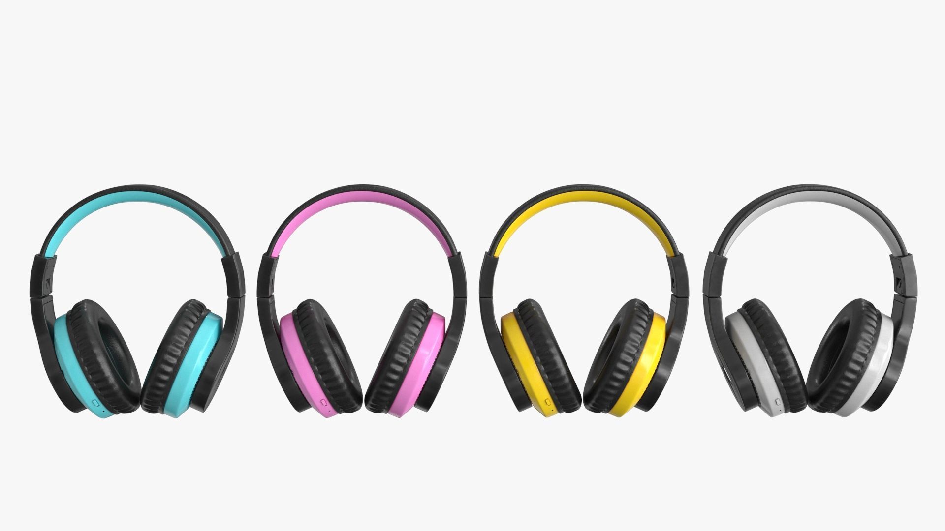 Headphones 4 colors 2 poses Low-poly 3D model_20