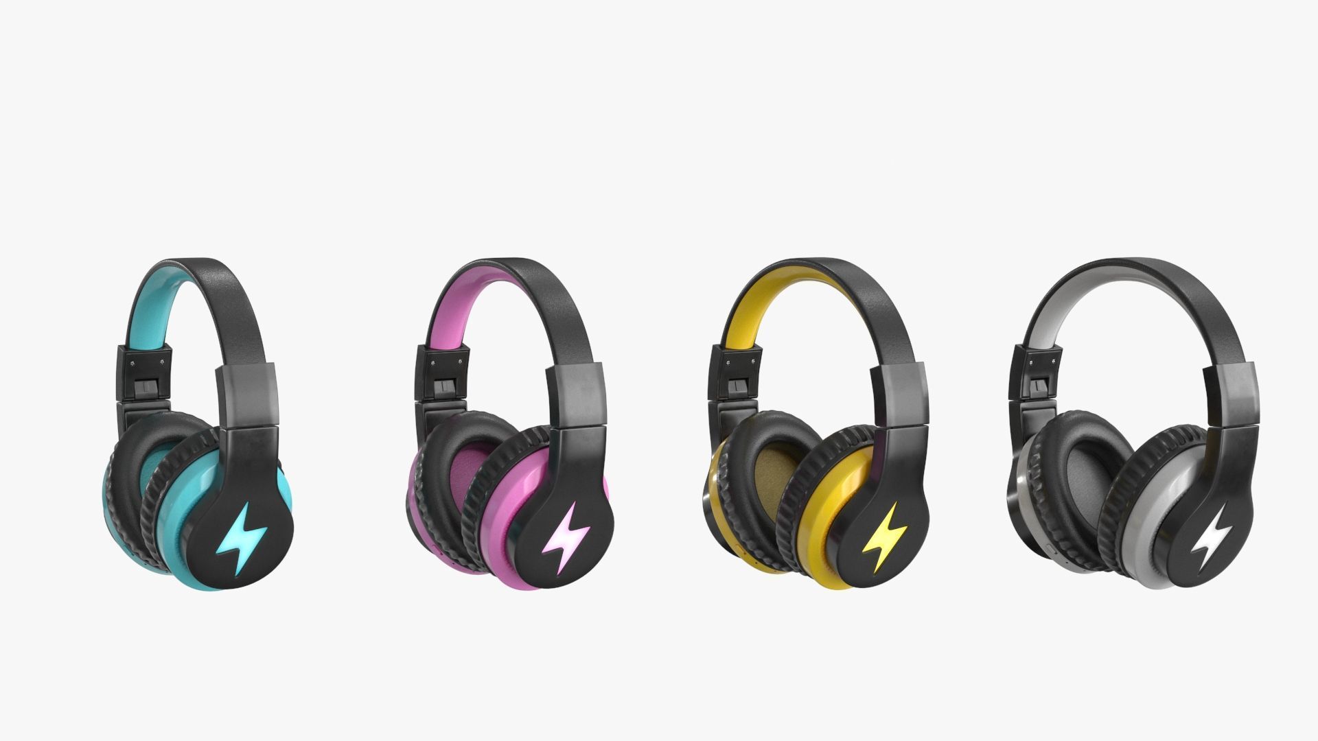 Headphones 4 colors 2 poses Low-poly 3D model_19