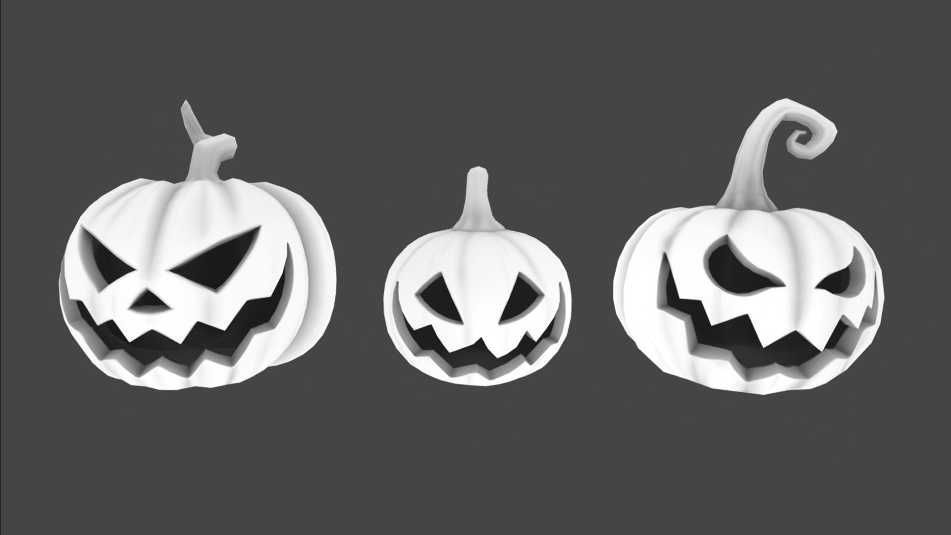 Halloween Pumpkins - Group 1 Low-poly 3D model_5