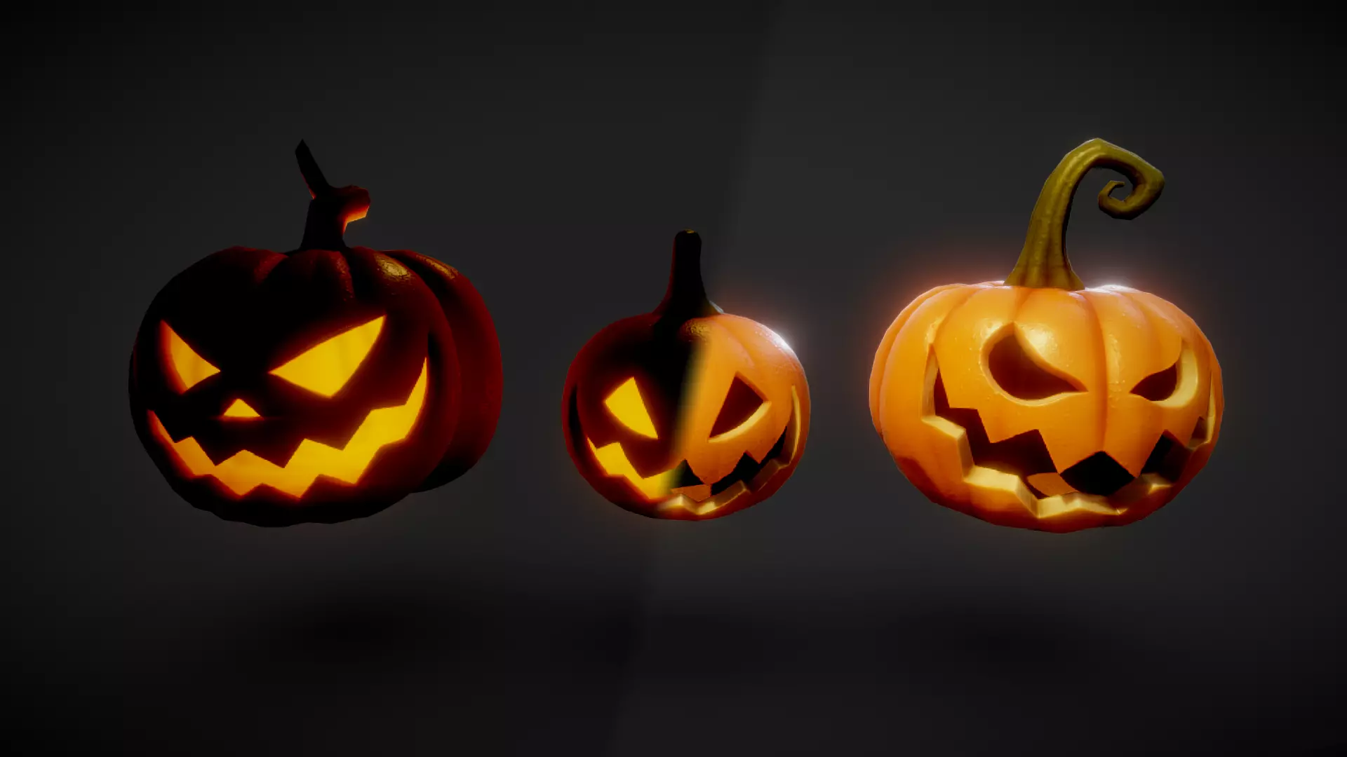 Halloween Pumpkins - Group 1 Low-poly 3D model_0
