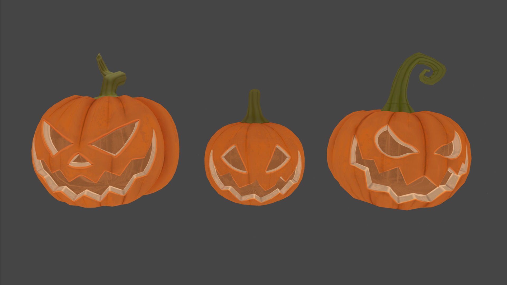Halloween Pumpkins - Group 1 Low-poly 3D model_3