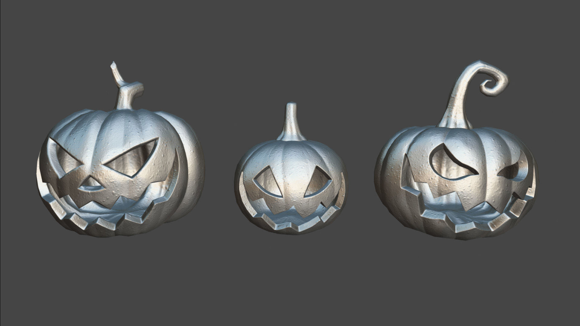 Halloween Pumpkins - Group 1 Low-poly 3D model_4