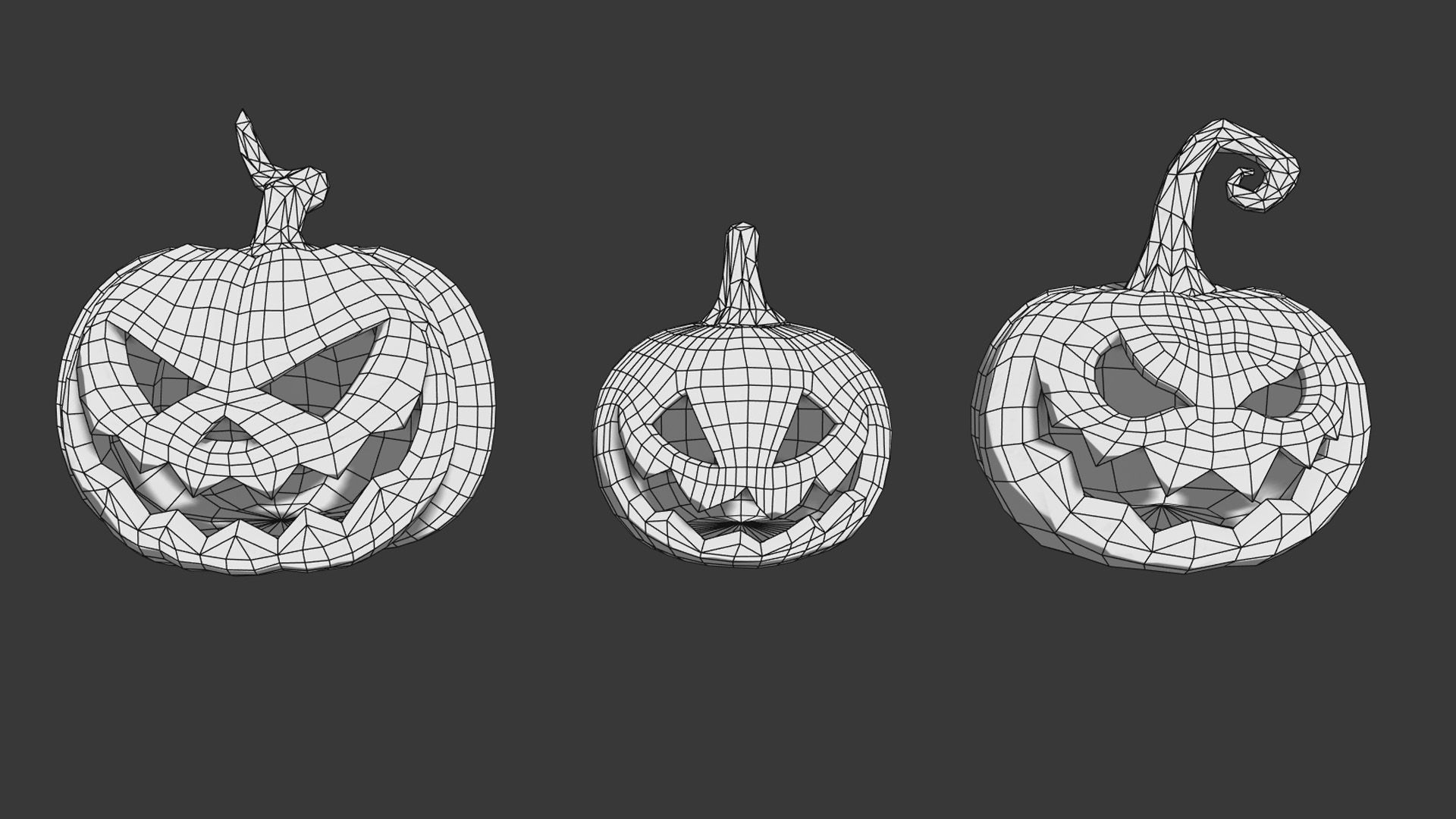 Halloween Pumpkins - Group 1 Low-poly 3D model_6
