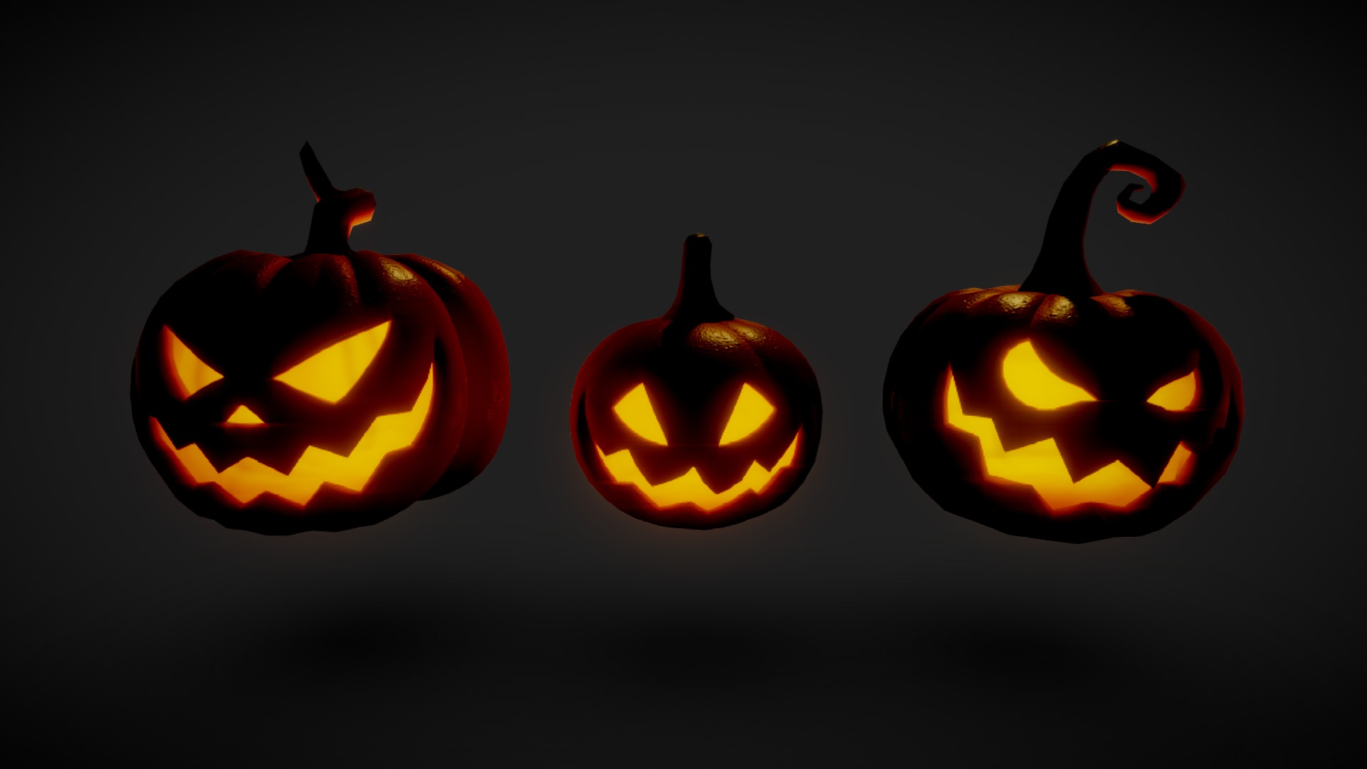 Halloween Pumpkins - Group 1 Low-poly 3D model_2