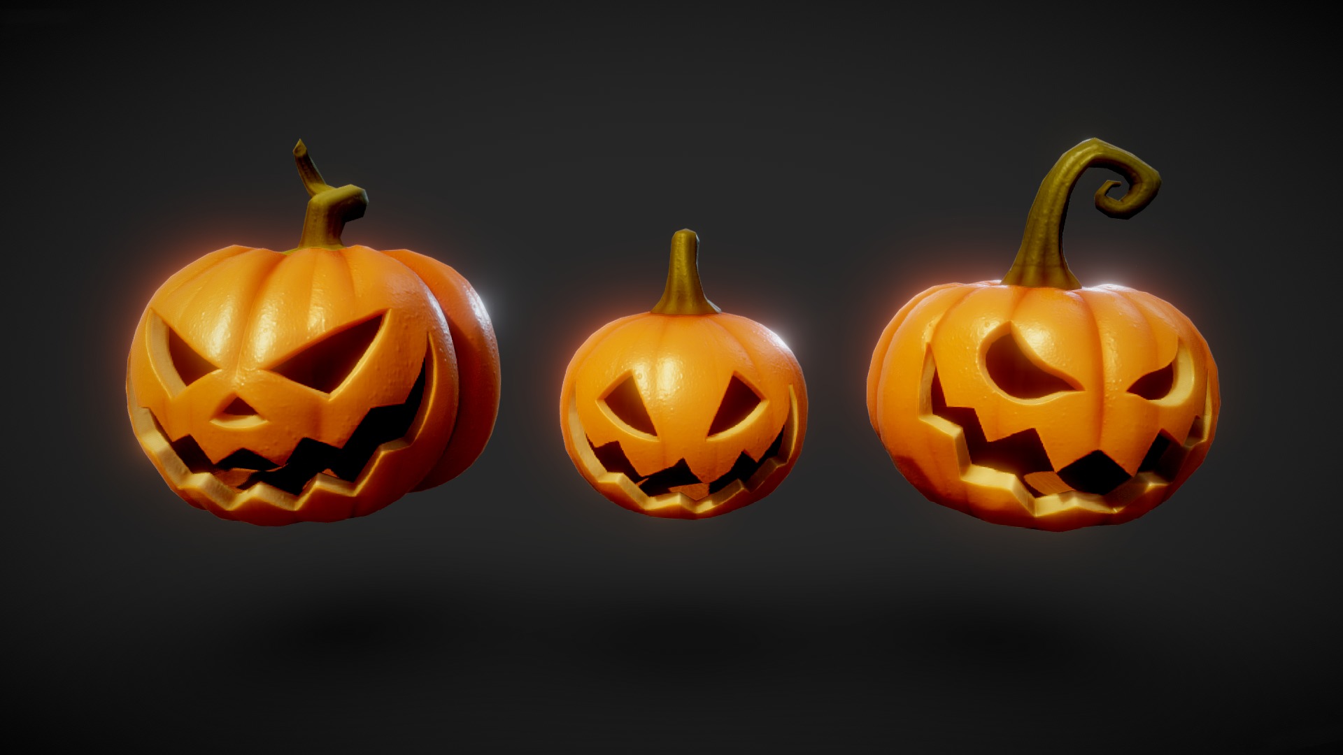Halloween Pumpkins - Group 1 Low-poly 3D model_1