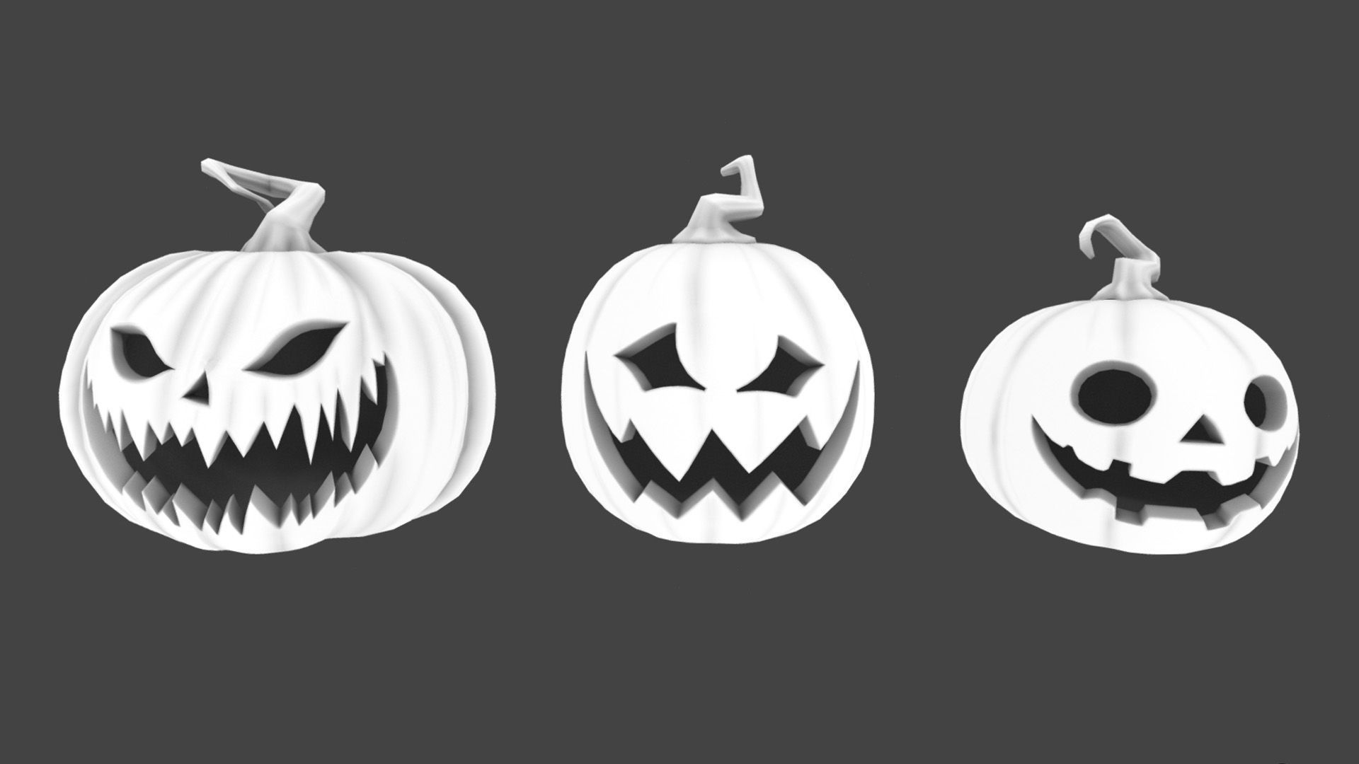 Halloween Pumpkins - Group 2 Low-poly 3D model_5