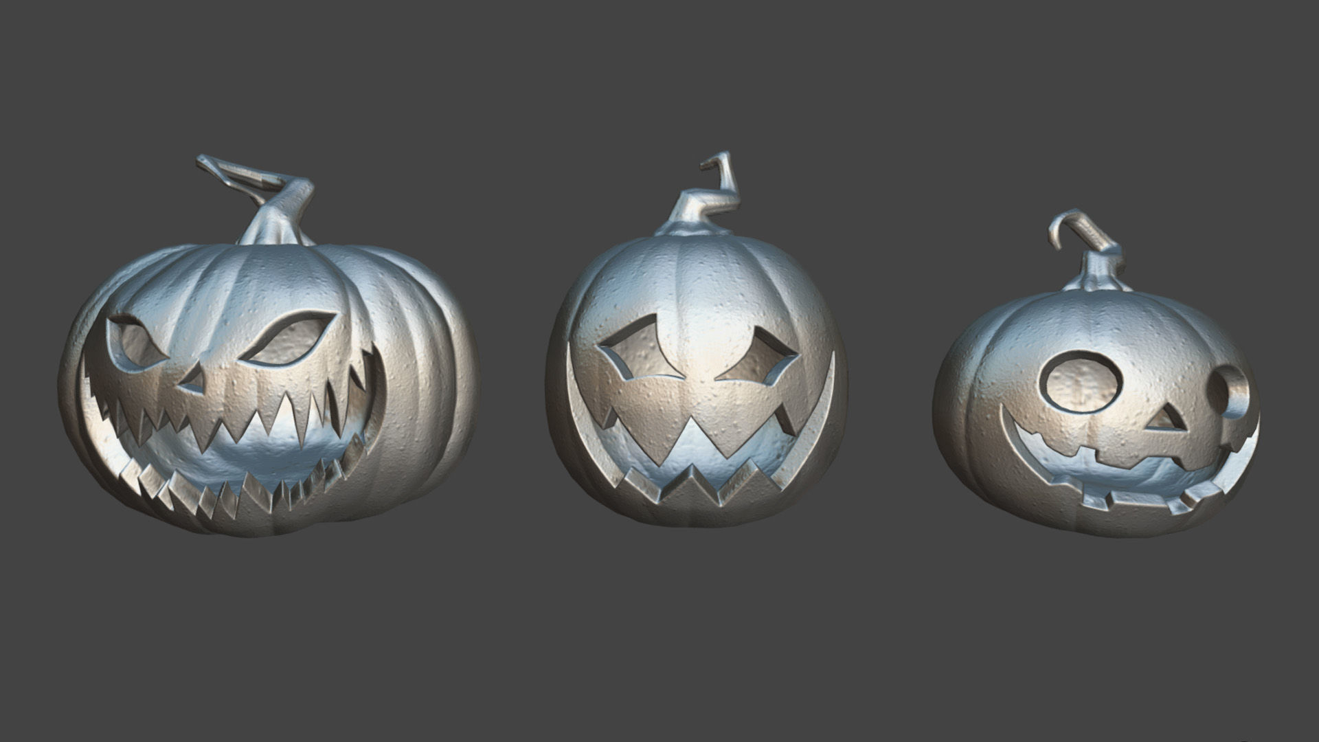 Halloween Pumpkins - Group 2 Low-poly 3D model_4