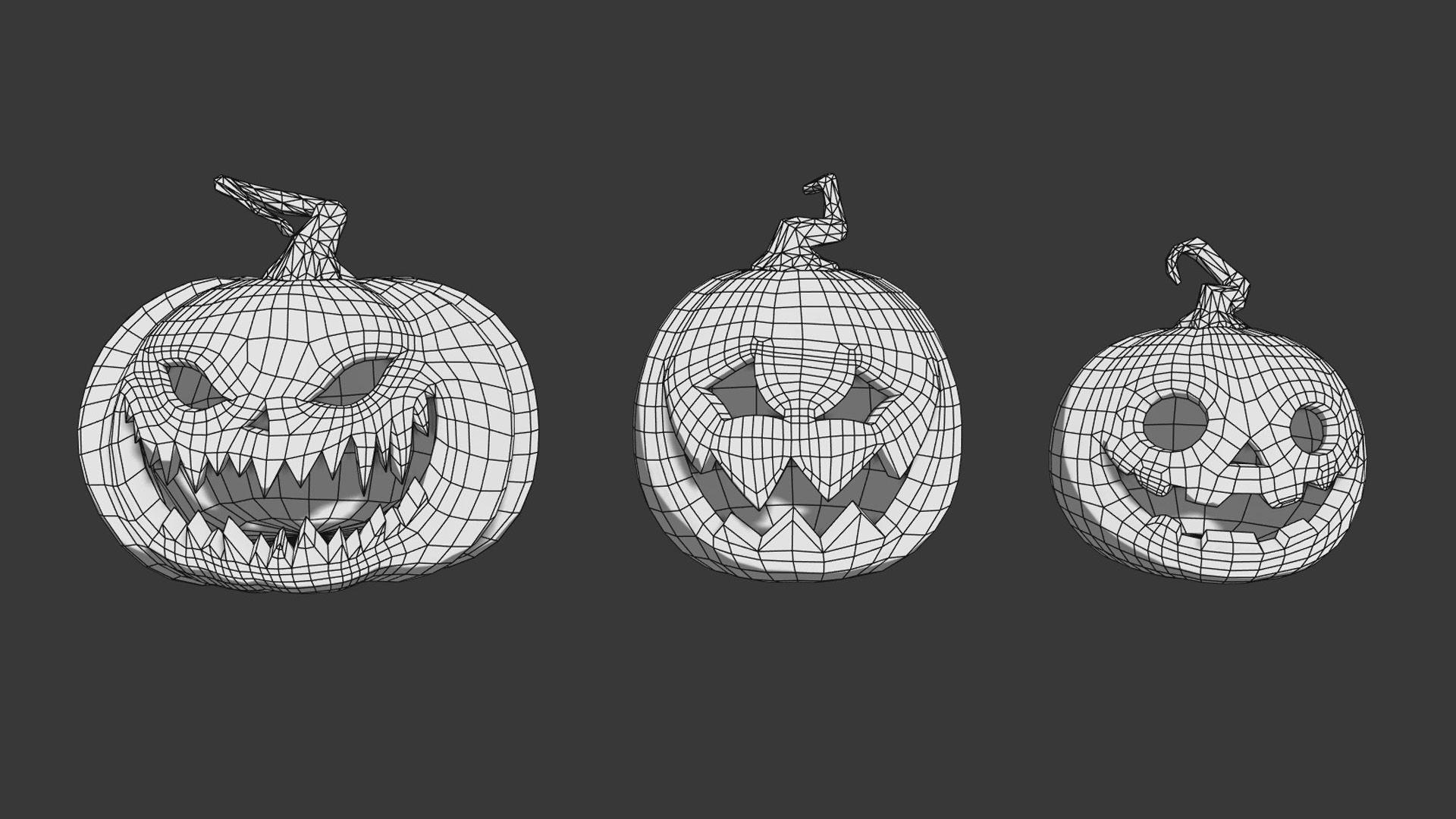 Halloween Pumpkins - Group 2 Low-poly 3D model_6