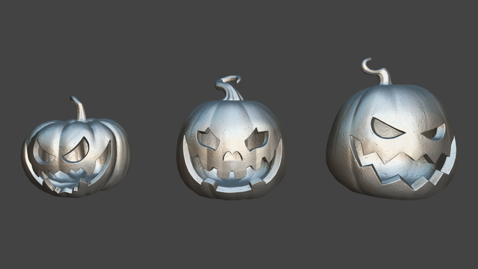 Halloween Pumpkins - Group 3 Low-poly 3D model_4