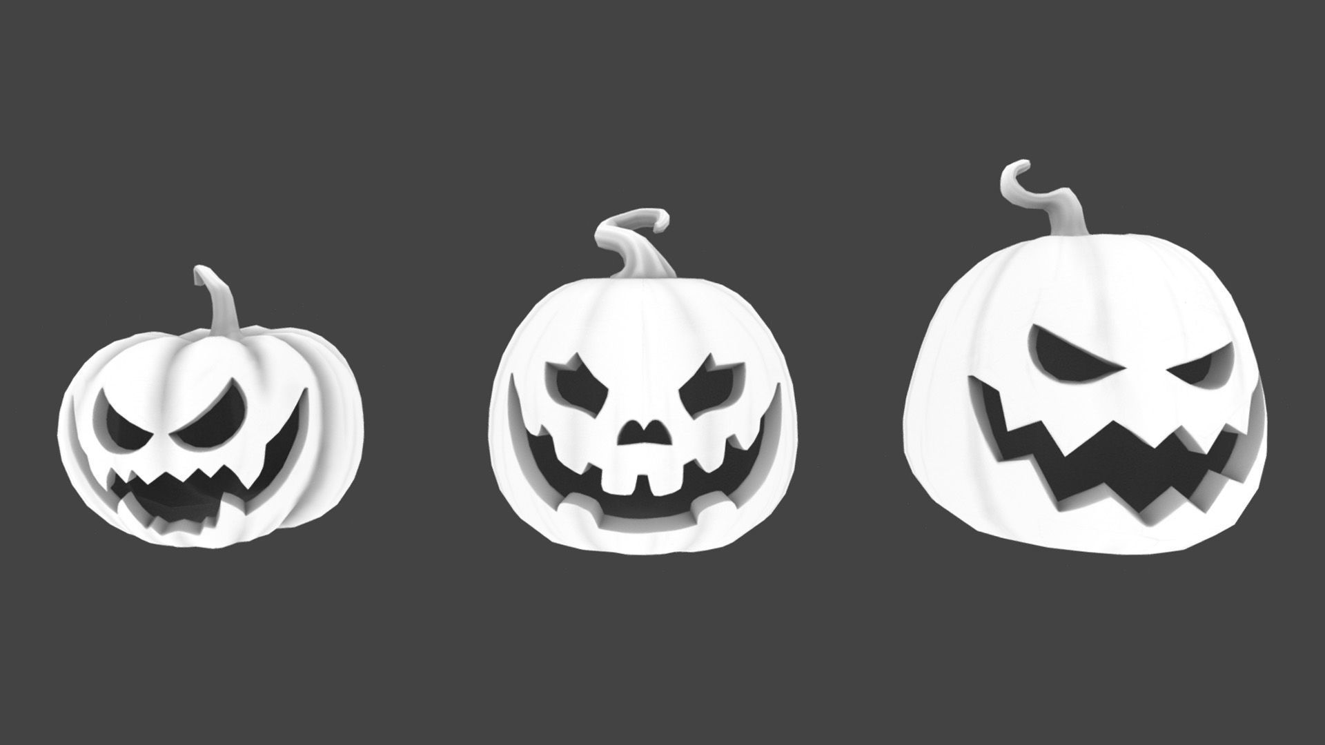 Halloween Pumpkins - Group 3 Low-poly 3D model_5