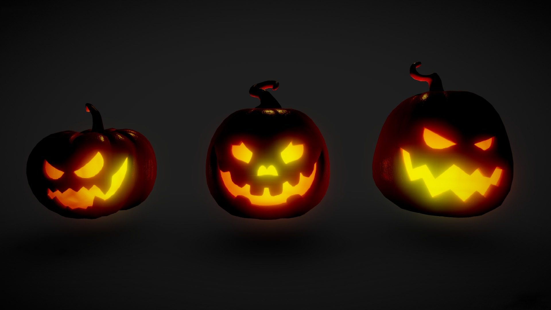 Halloween Pumpkins - Group 3 Low-poly 3D model_2