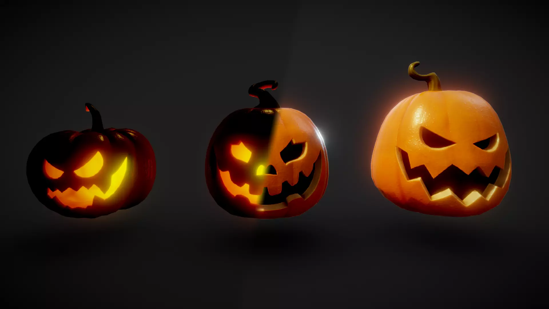 Halloween Pumpkins - Group 3 Low-poly 3D model_0
