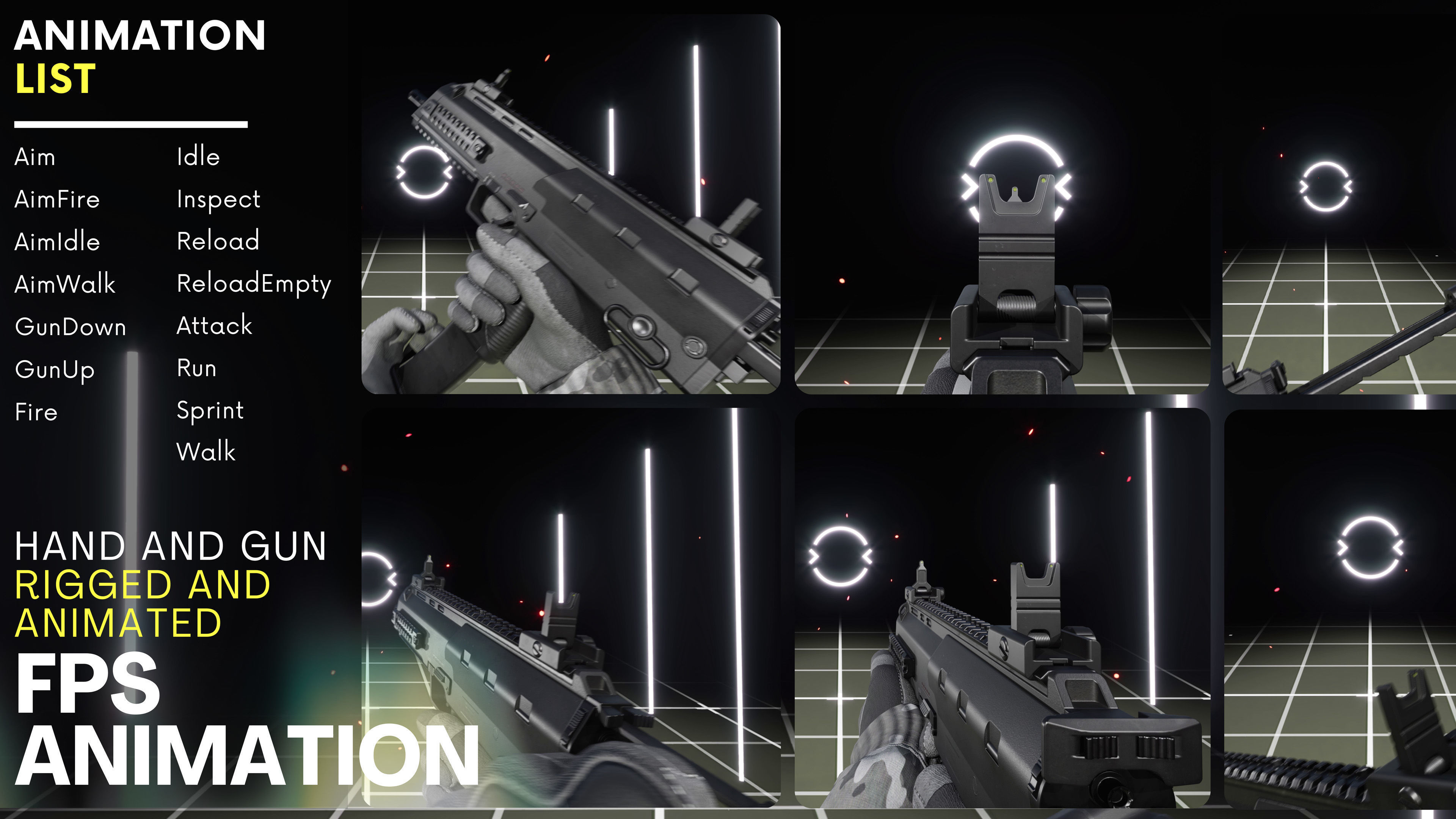 MP7 FPS Animation Low-poly 3D model_3