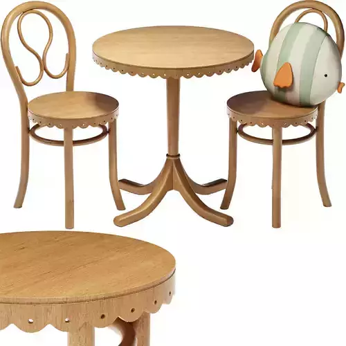 Zara Children Tabel and Chair Wood Turned