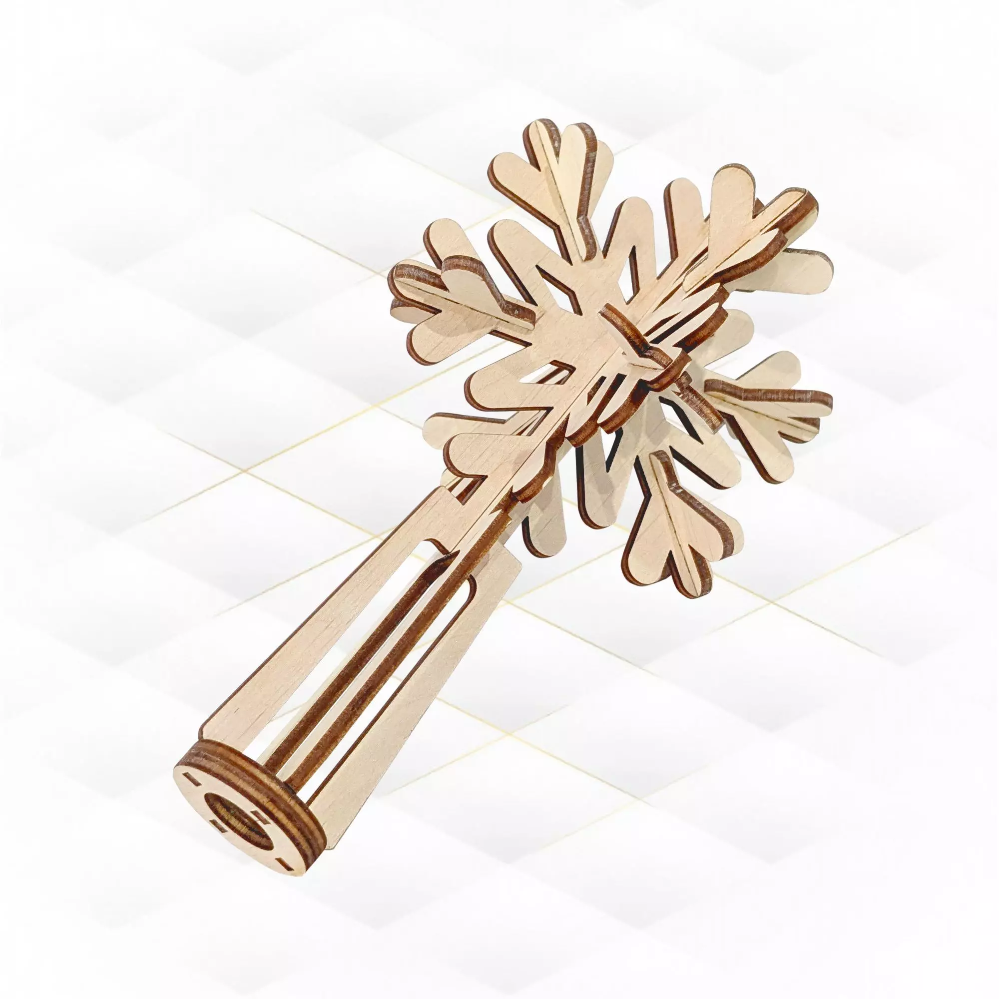 Christmas Tree Topper snowflake laser cut design 3D print model_0
