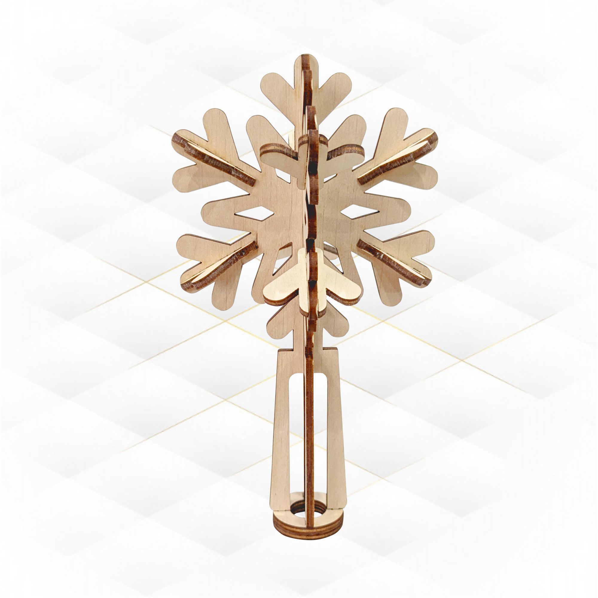Christmas Tree Topper snowflake laser cut design 3D print model_2