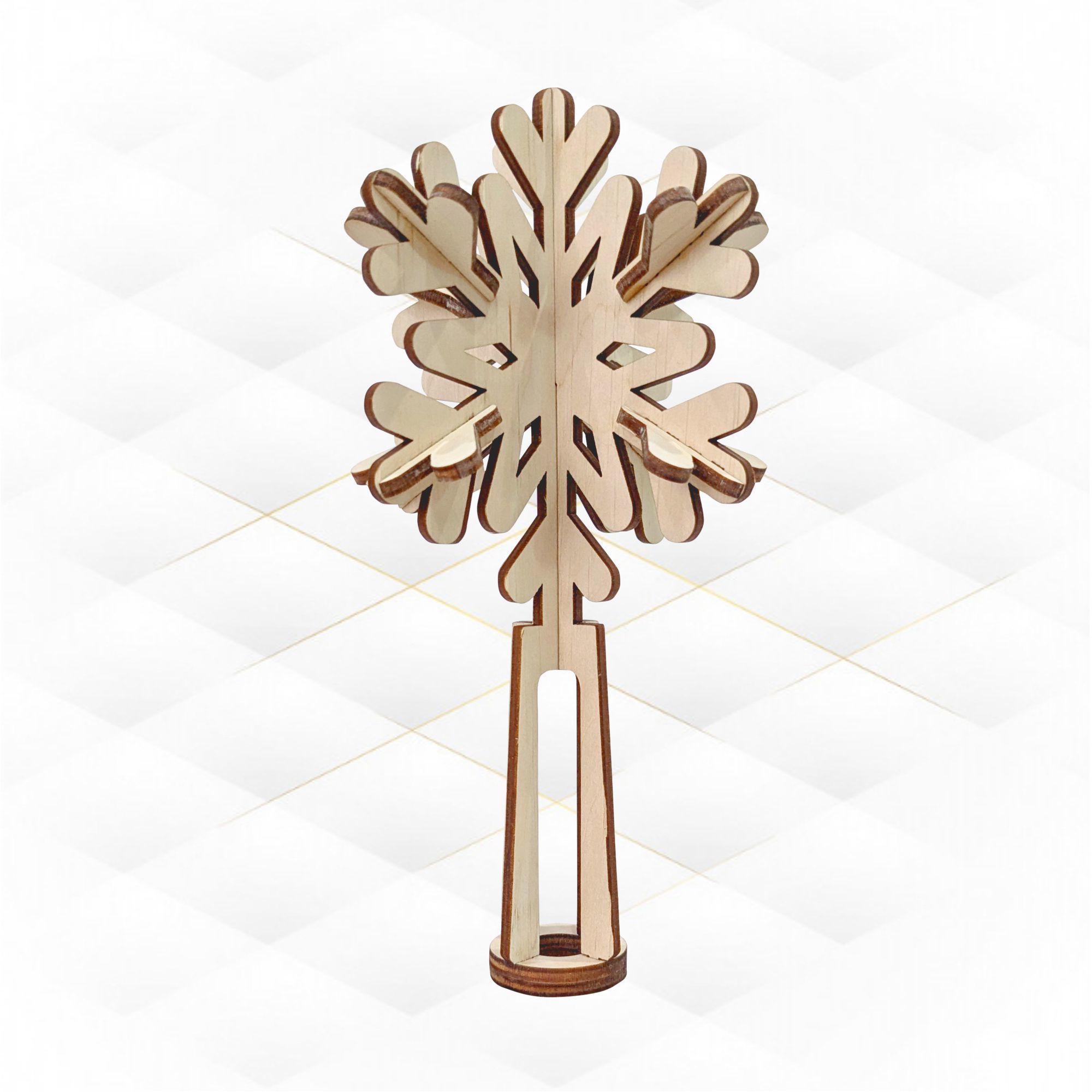 Christmas Tree Topper snowflake laser cut design 3D print model_1