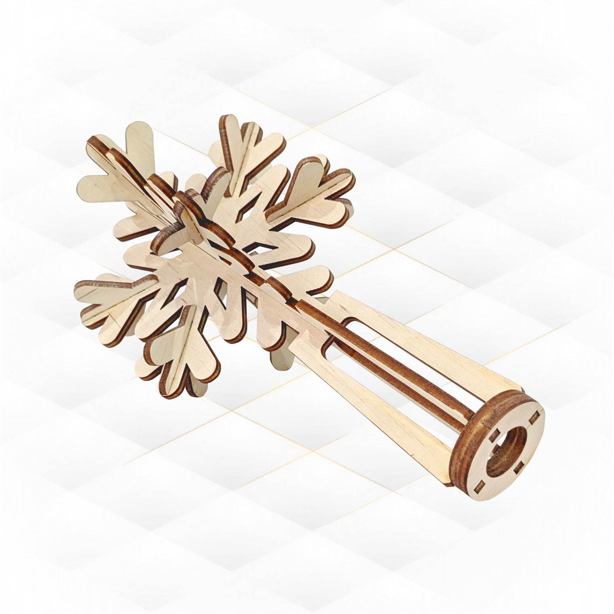 Christmas Tree Topper snowflake laser cut design 3D print model_3