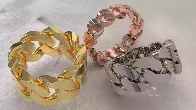 Cuban Chain Ring Wide 10mm 3D print model