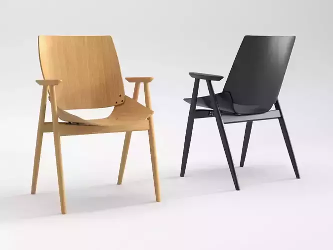Shell Wood Armchair 3D model