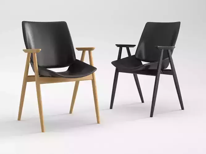 Shell Wood Armchair Upholstered