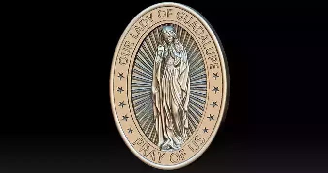 Our Lady of Guadalupe Medal 3D Printed Model