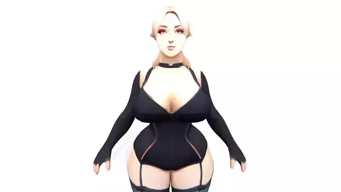 Seductive Sexy Curvy Woman Lowpoly