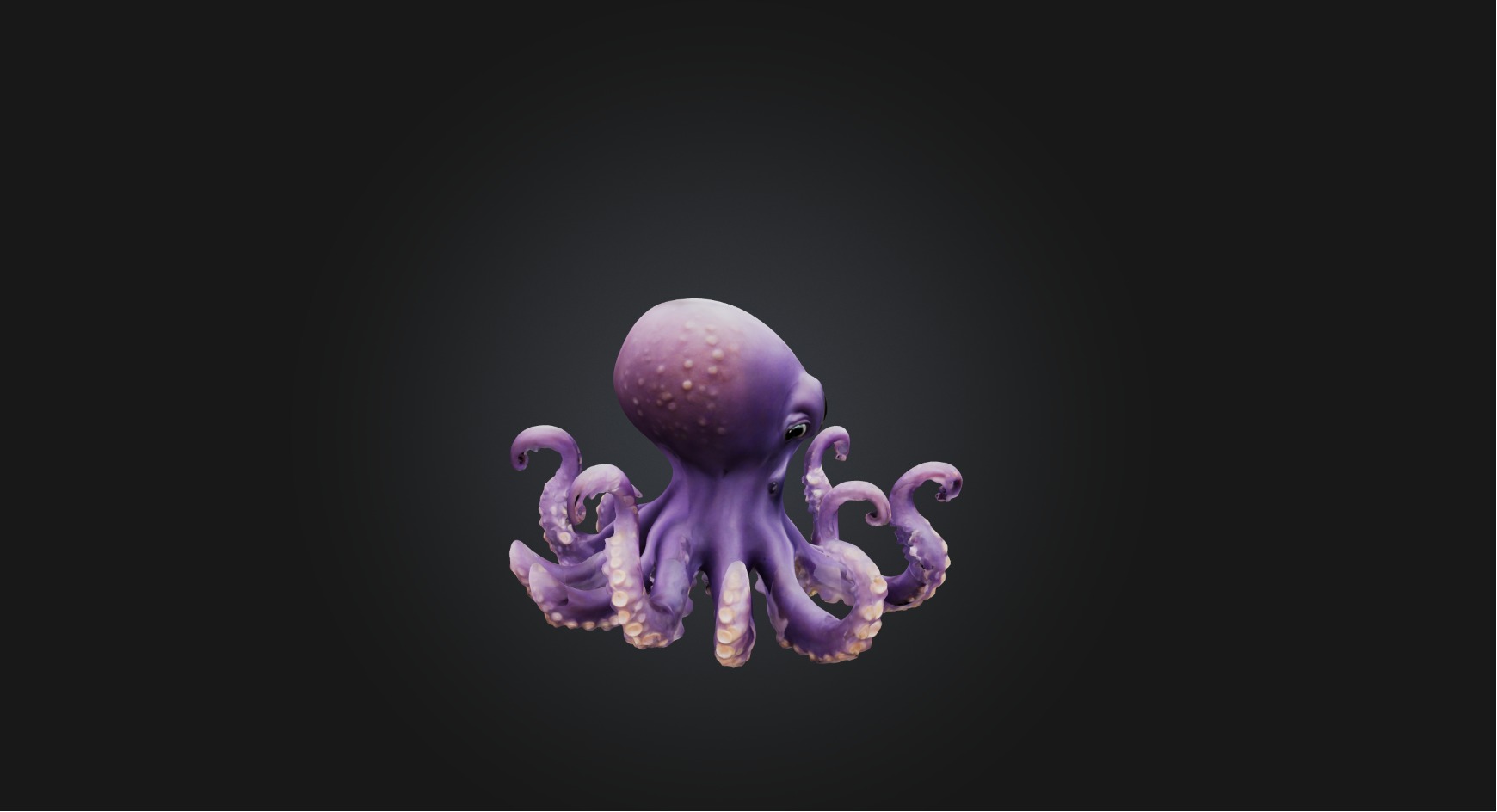 Playful Octopus Low-poly 3D model_5