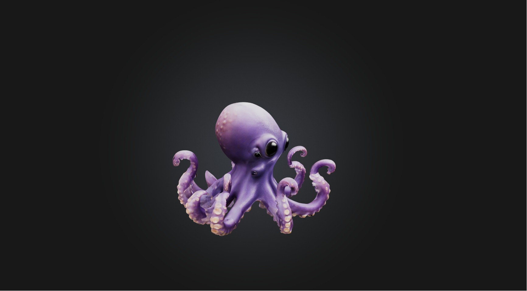 Playful Octopus Low-poly 3D model_4