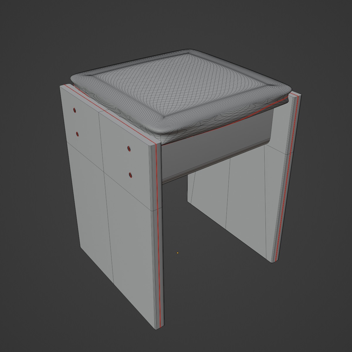 Wooden Stool 05 3D model_9