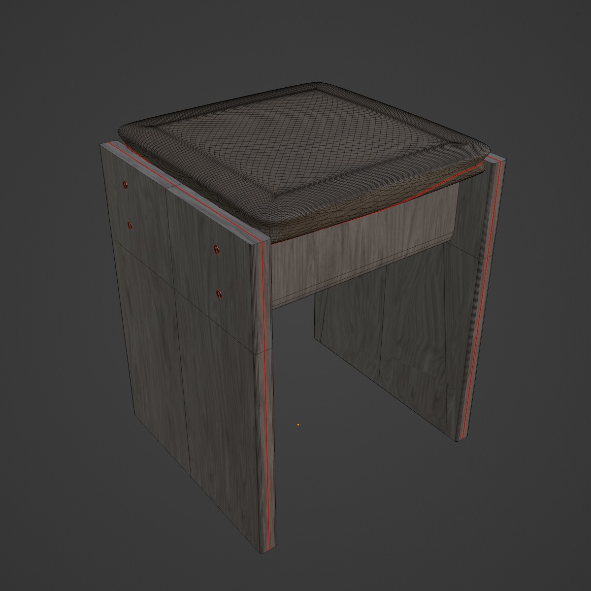 Wooden Stool 05 3D model_7