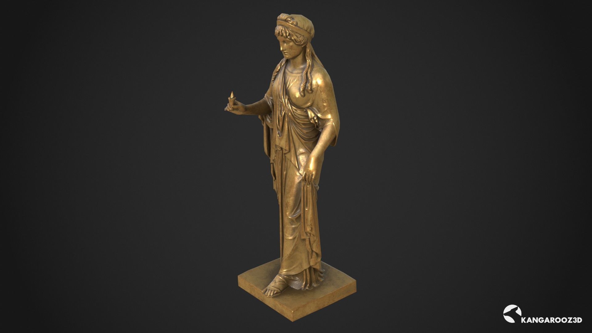 Hope Antique Statue - Old Gold Low-poly 3D model_7