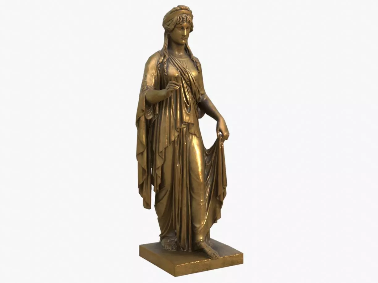 Hope Antique Statue - Old Gold Low-poly 3D model_0