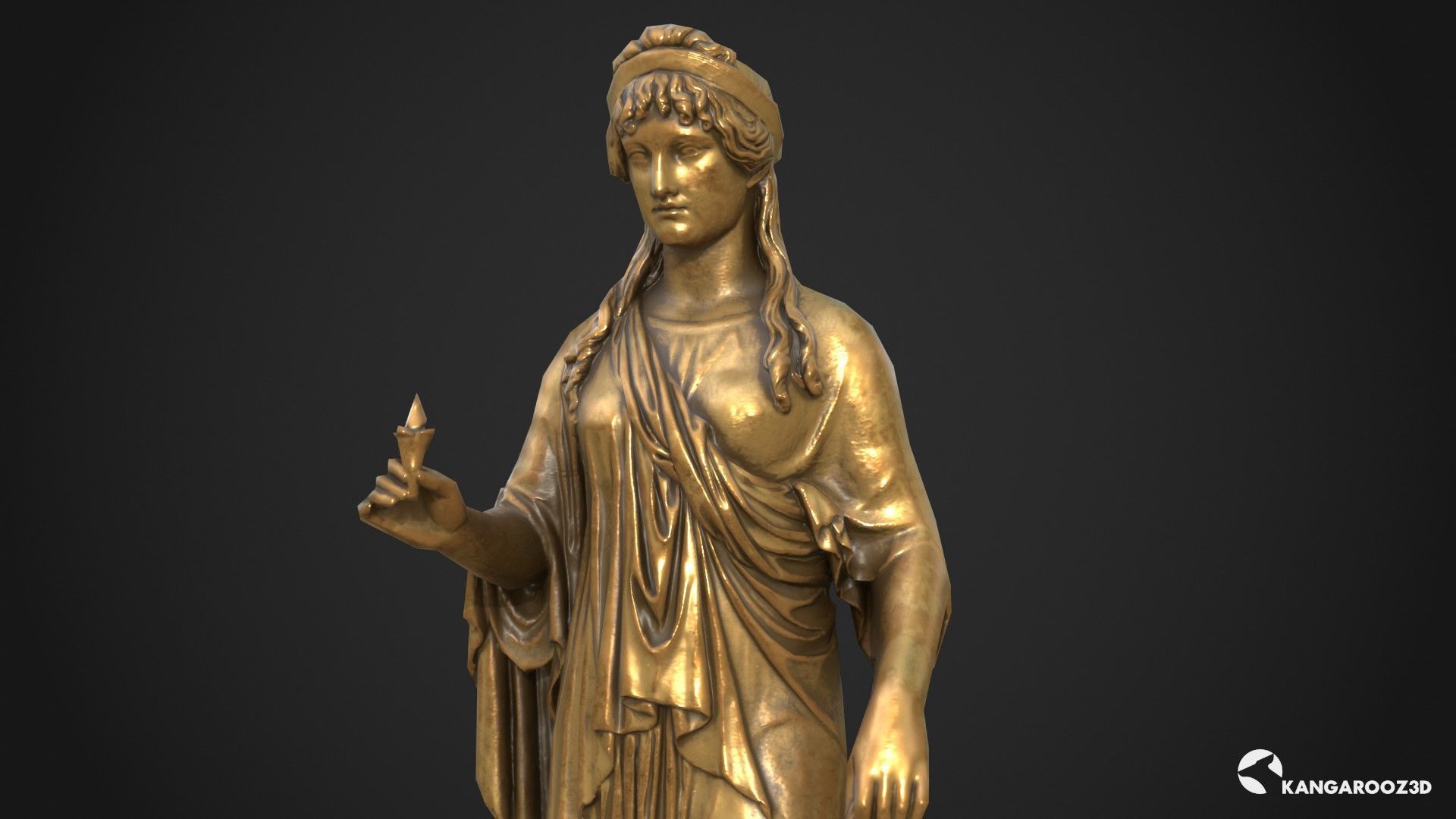 Hope Antique Statue - Old Gold Low-poly 3D model_9
