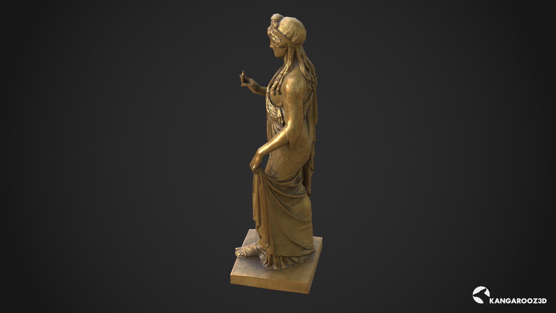 Hope Antique Statue - Old Gold Low-poly 3D model_6