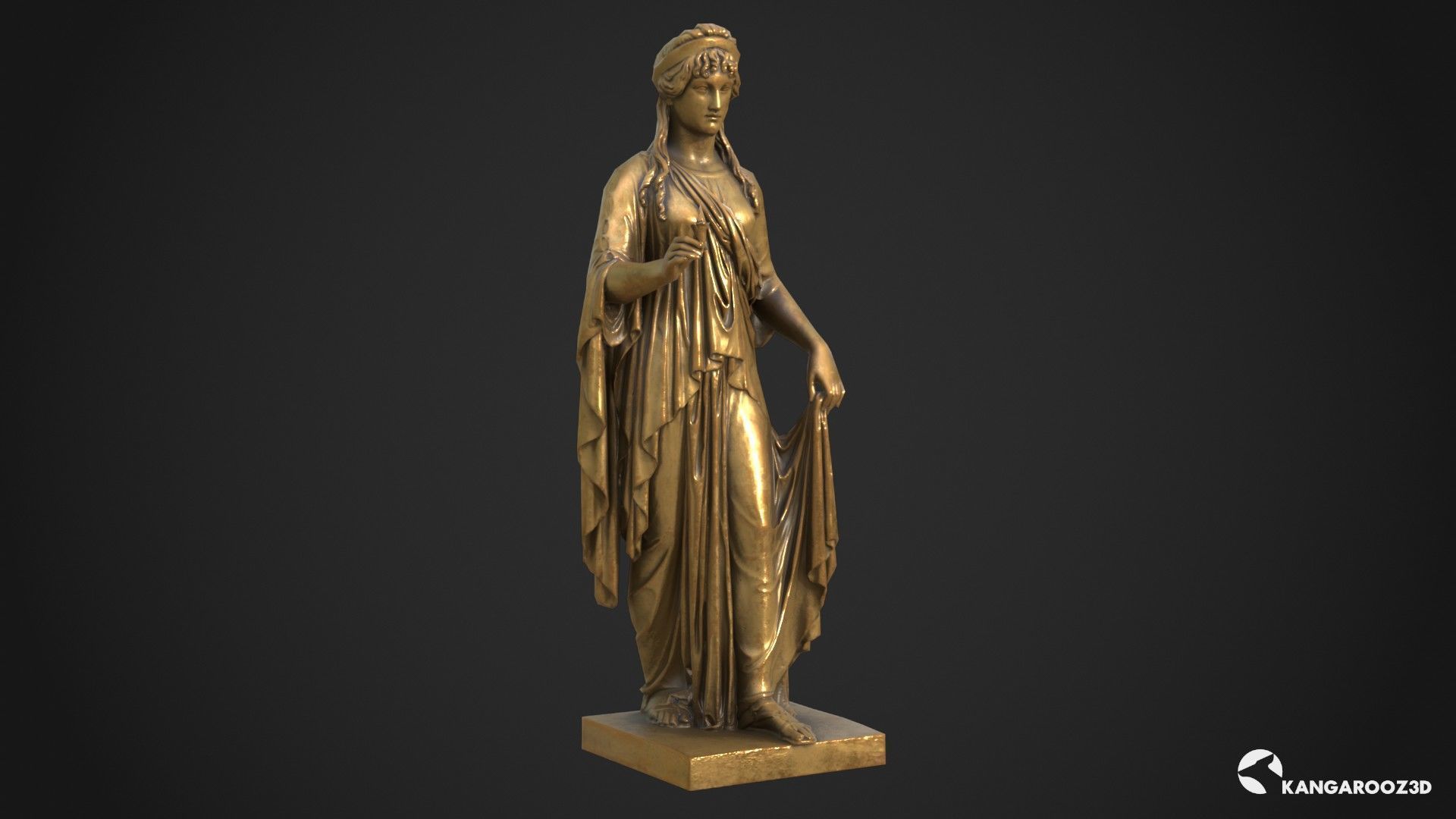 Hope Antique Statue - Old Gold Low-poly 3D model_2