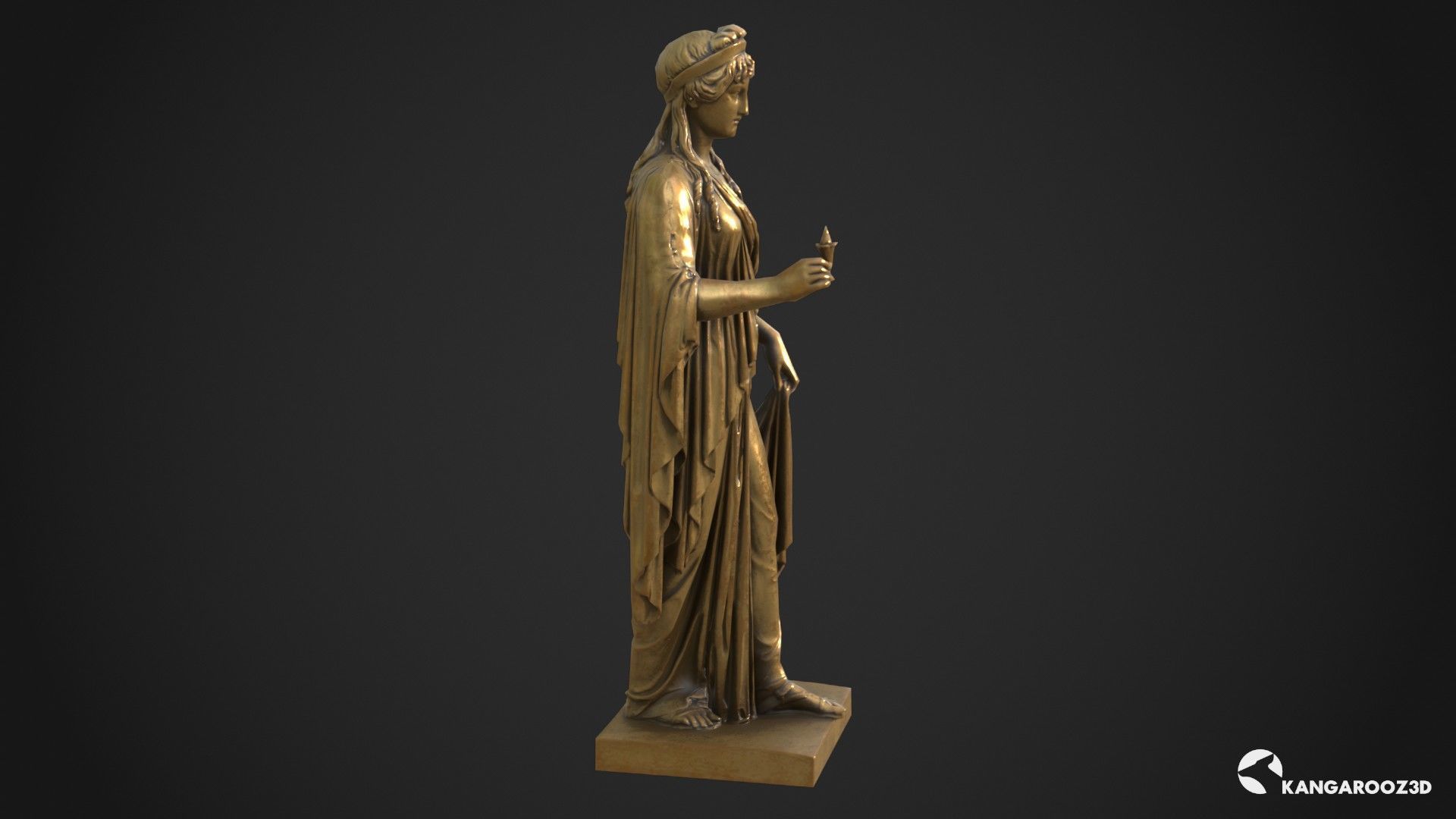 Hope Antique Statue - Old Gold Low-poly 3D model_3
