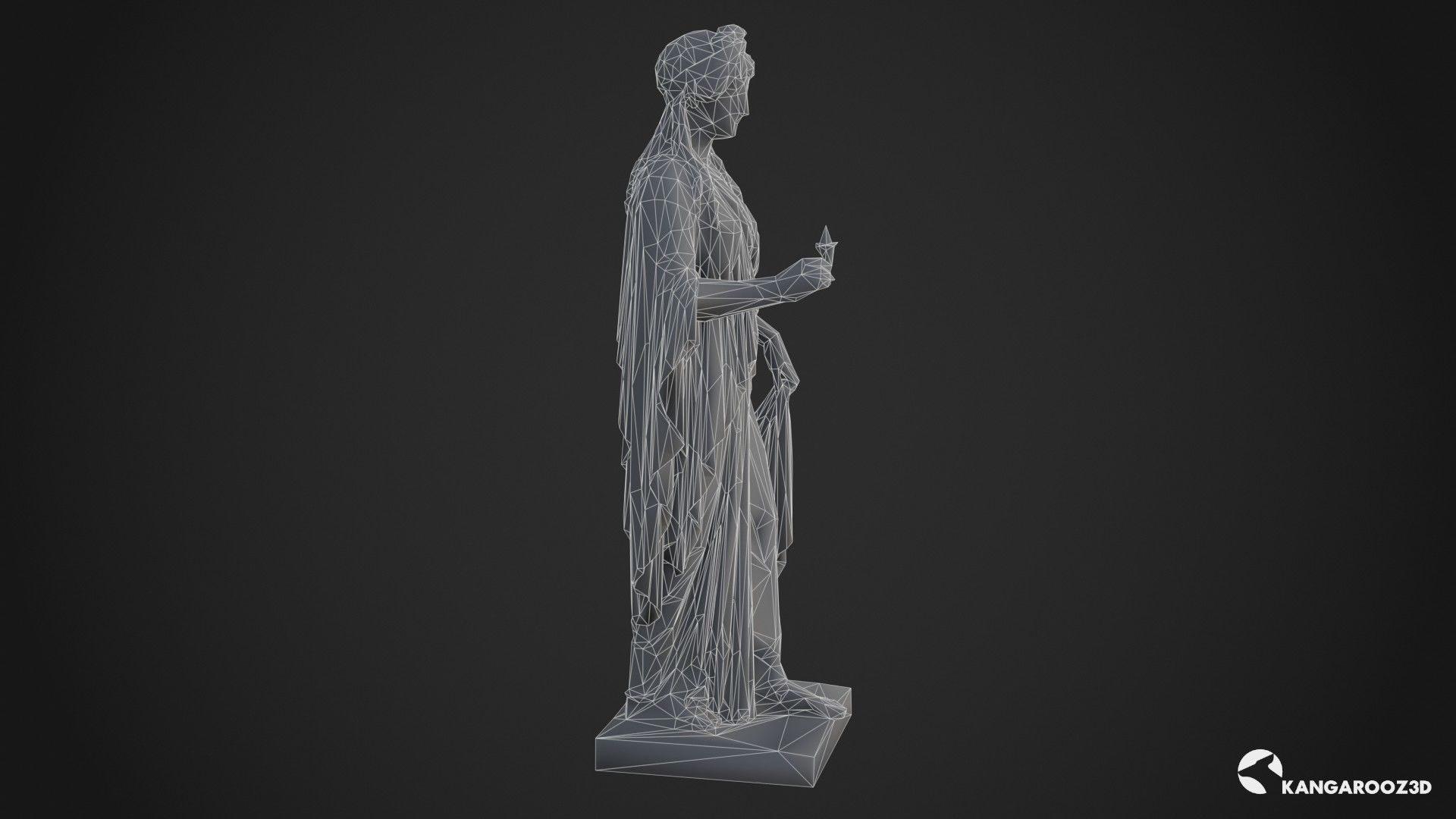 Hope Antique Statue - Old Gold Low-poly 3D model_16