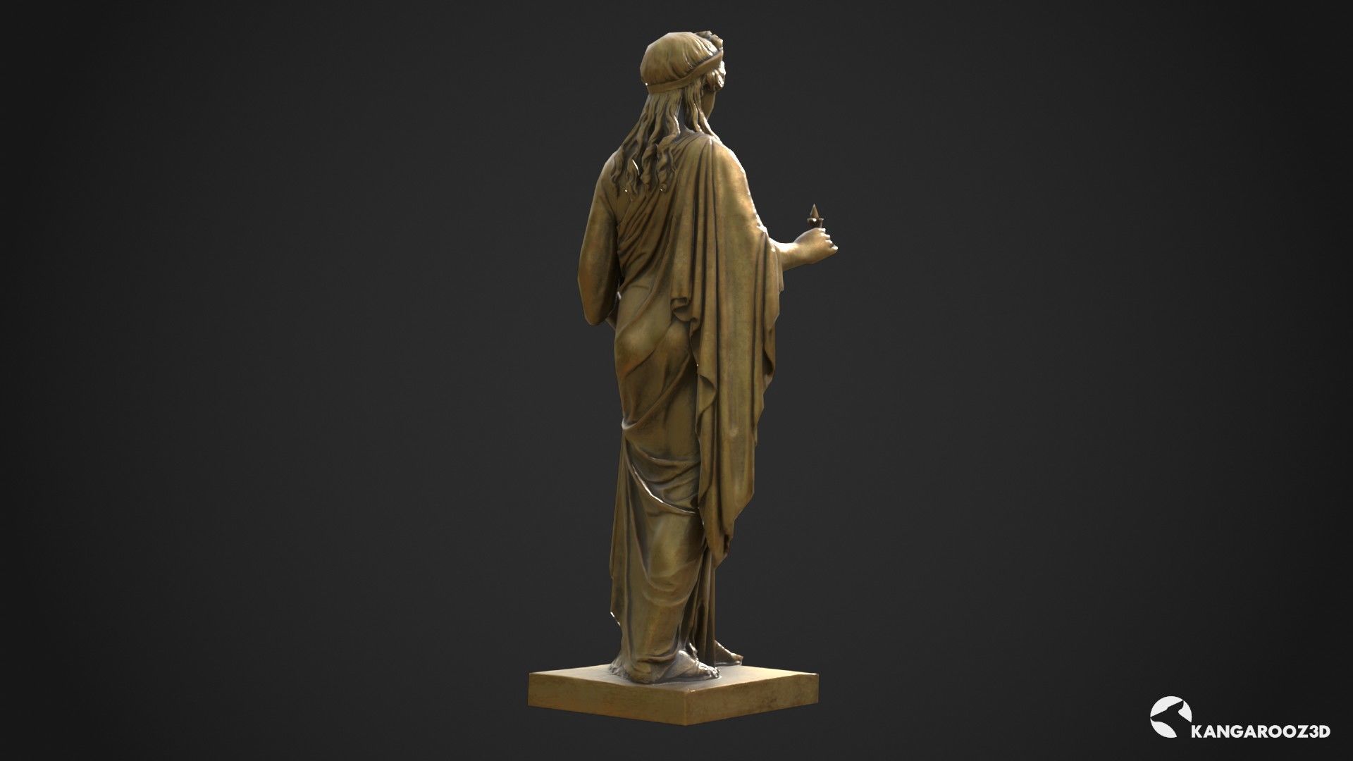 Hope Antique Statue - Old Gold Low-poly 3D model_4
