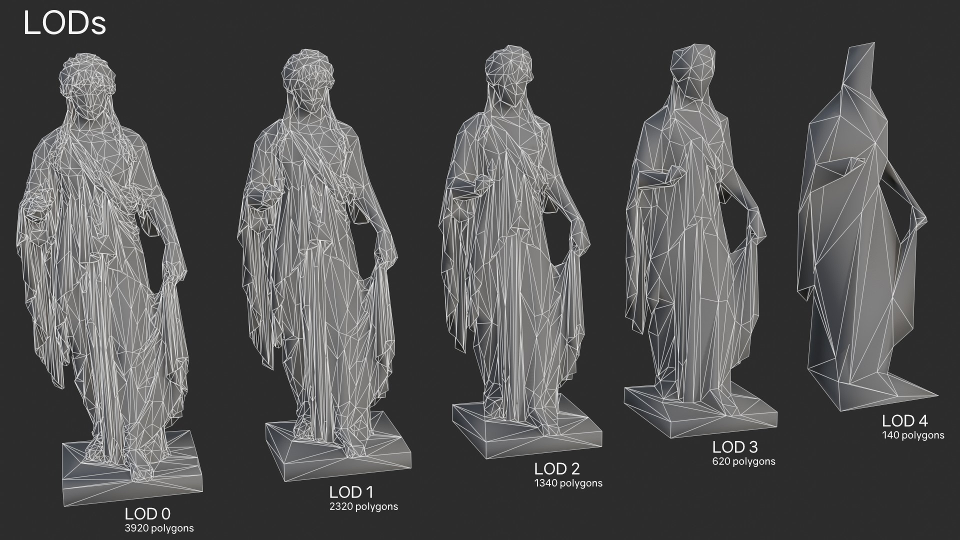 Hope Antique Statue - Old Gold Low-poly 3D model_14